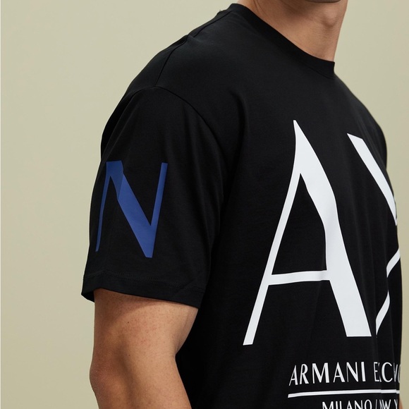 NWT -  ARMANI EXCHANGE Men's Large Logo Tee, Black - Size XL - Picture 4 of 16